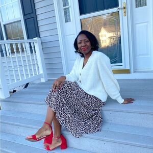 LOFT Animal/Cheetah Print Midi Skirt Size S